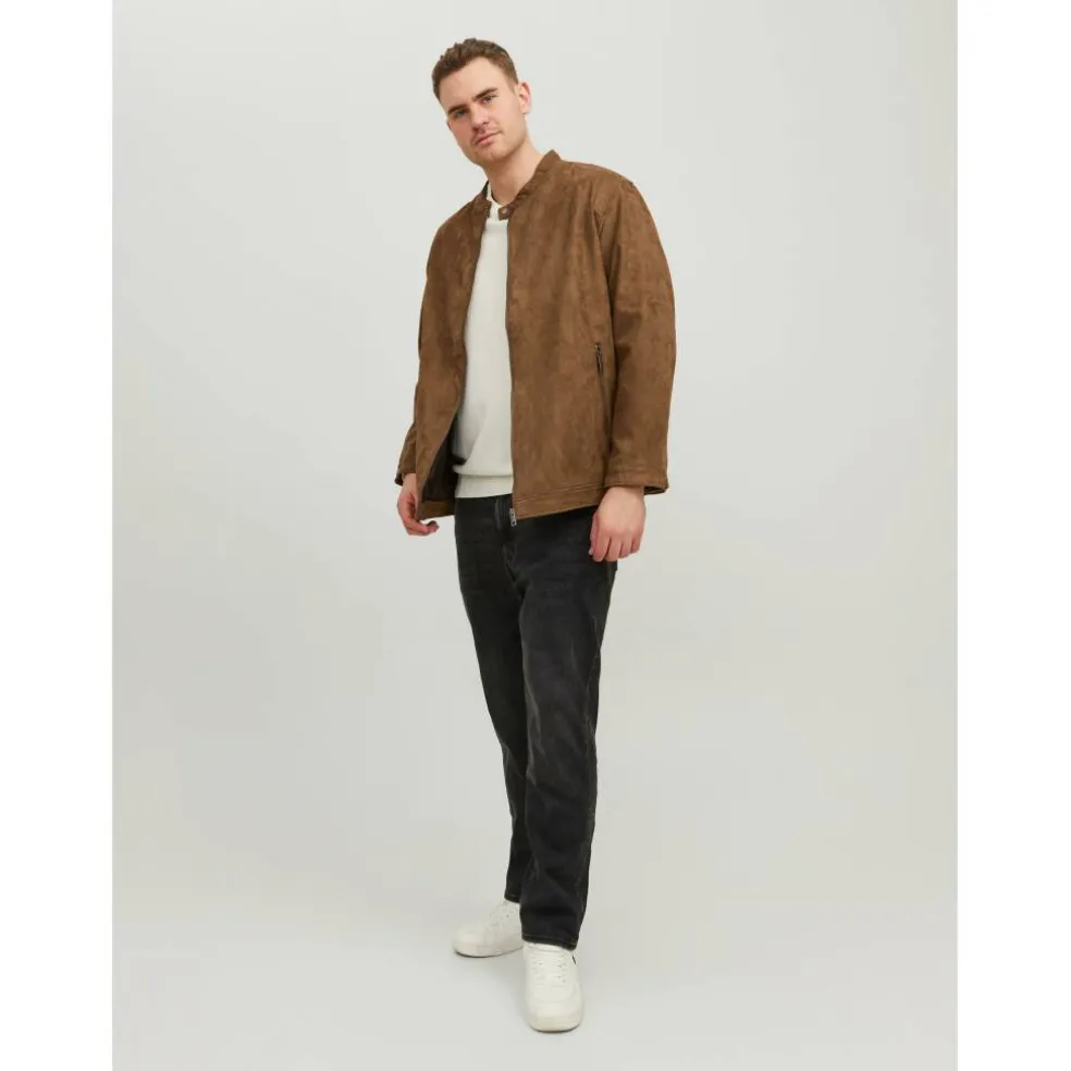 Men's Clean Faux Leather Jacket