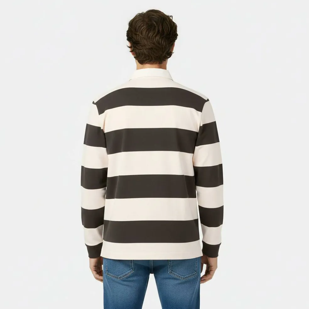 Men's Cotton Long Sleeve Rugby Polo Shirt