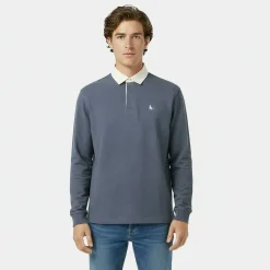 Men's Cotton Long Sleeve Rugby Polo Shirt
