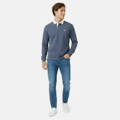 Men's Cotton Long Sleeve Rugby Polo Shirt
