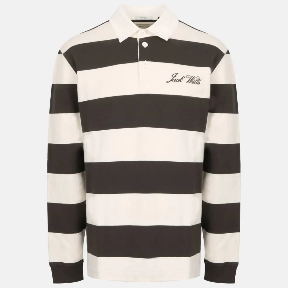 Men's Cotton Long Sleeve Rugby Polo Shirt