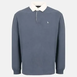 Men's Cotton Long Sleeve Rugby Polo Shirt