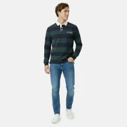 Men's Cotton Long Sleeve Rugby Polo Shirt