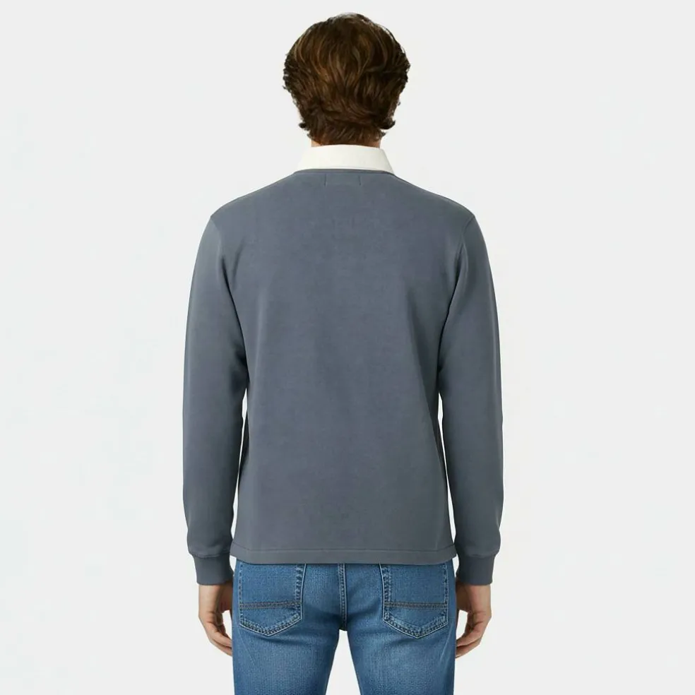 Men's Cotton Long Sleeve Rugby Polo Shirt