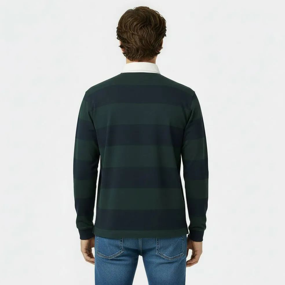 Men's Cotton Long Sleeve Rugby Polo Shirt