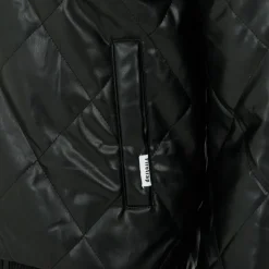 Men's Faux Leather Button Long Sleeve Quilted Jacket
