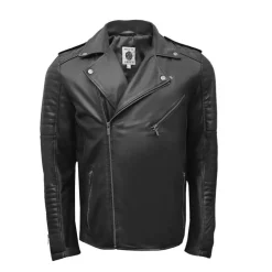 Mens Genuine Sheepskin Leather Biker Jacket