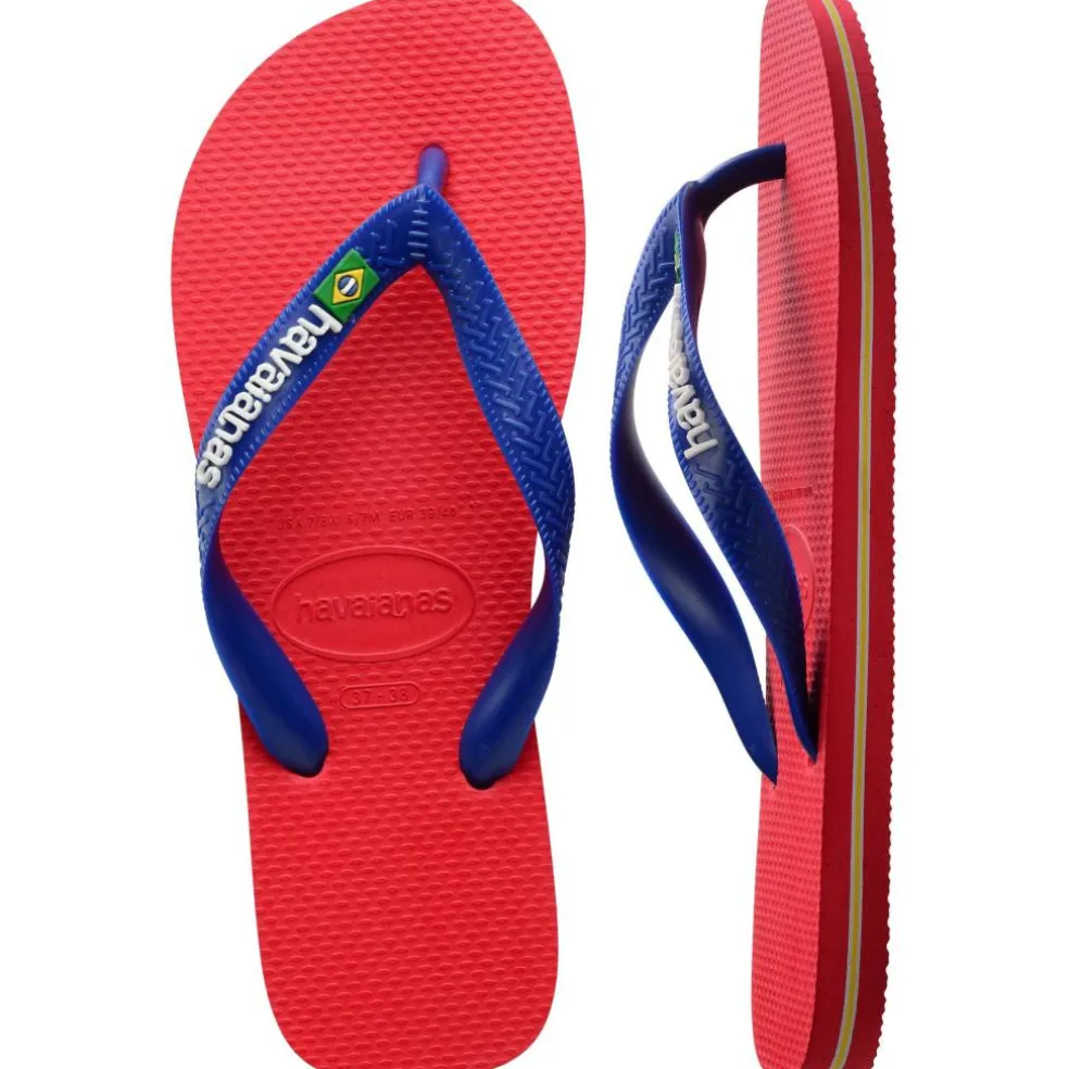 Men's Hav Brasil Logo Ruby Red Flip Flops