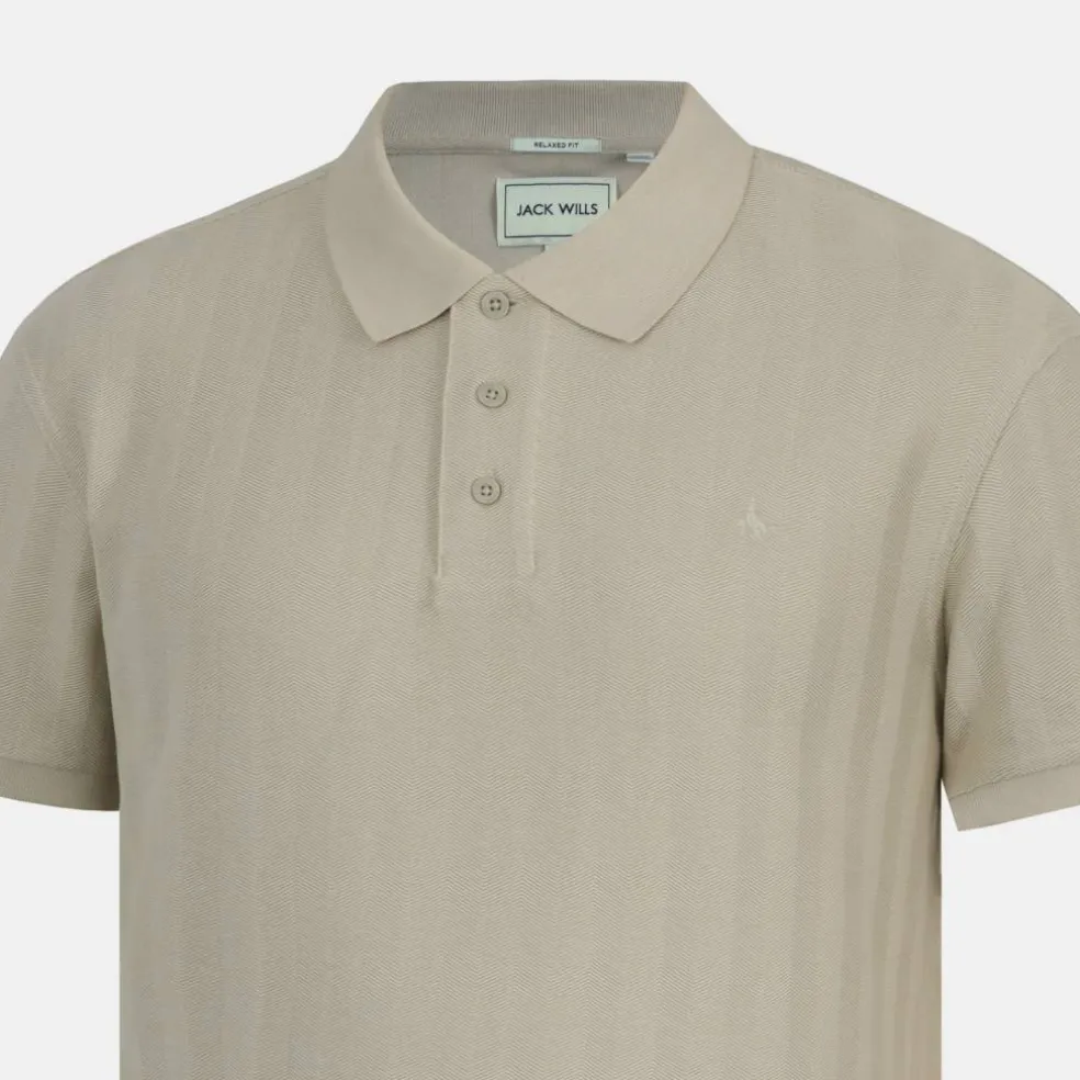 Men's Herringbone Cotton Short Sleeve Polo Shirt