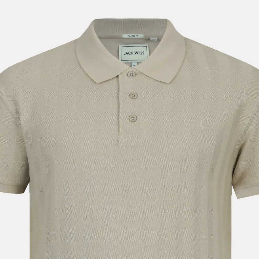 Men's Herringbone Cotton Short Sleeve Polo Shirt