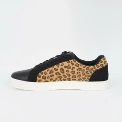 Mens Leopard Print Panel Trainers