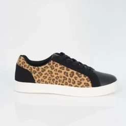 Mens Leopard Print Panel Trainers