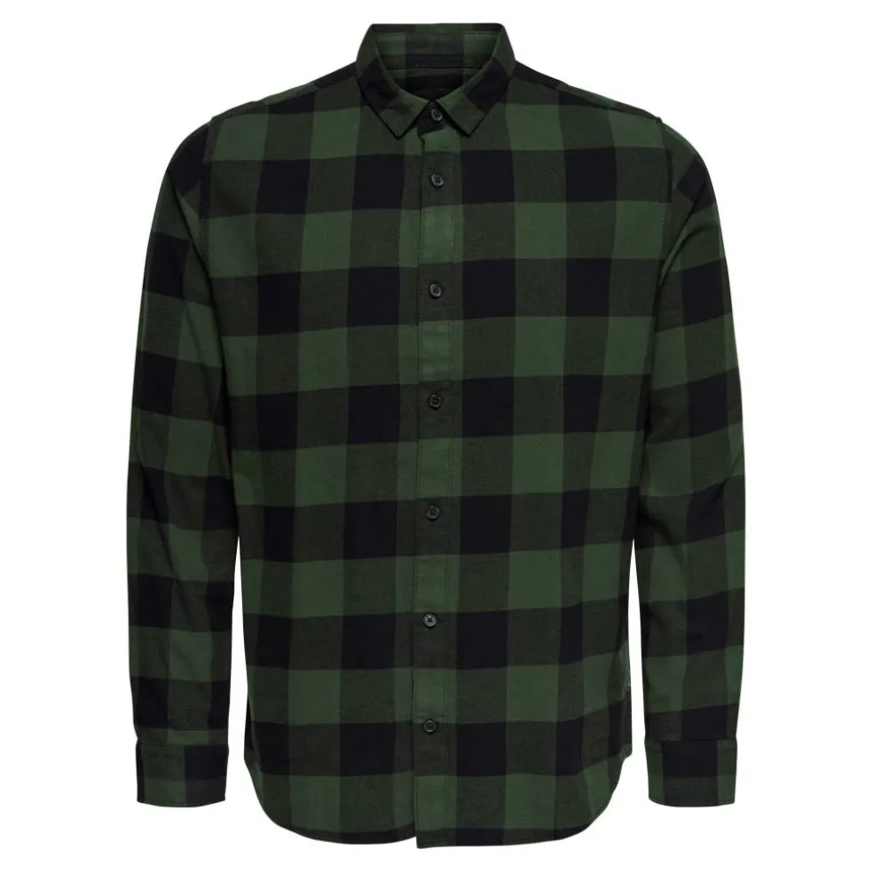 Men's Long-Sleeve Check Patterned Shirt