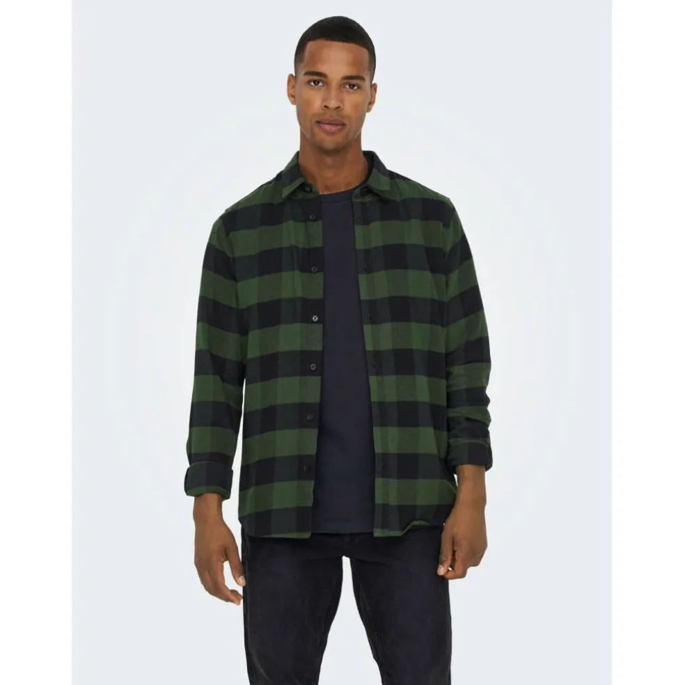 Men's Long-Sleeve Check Patterned Shirt
