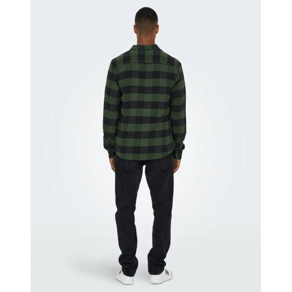 Men's Long-Sleeve Check Patterned Shirt