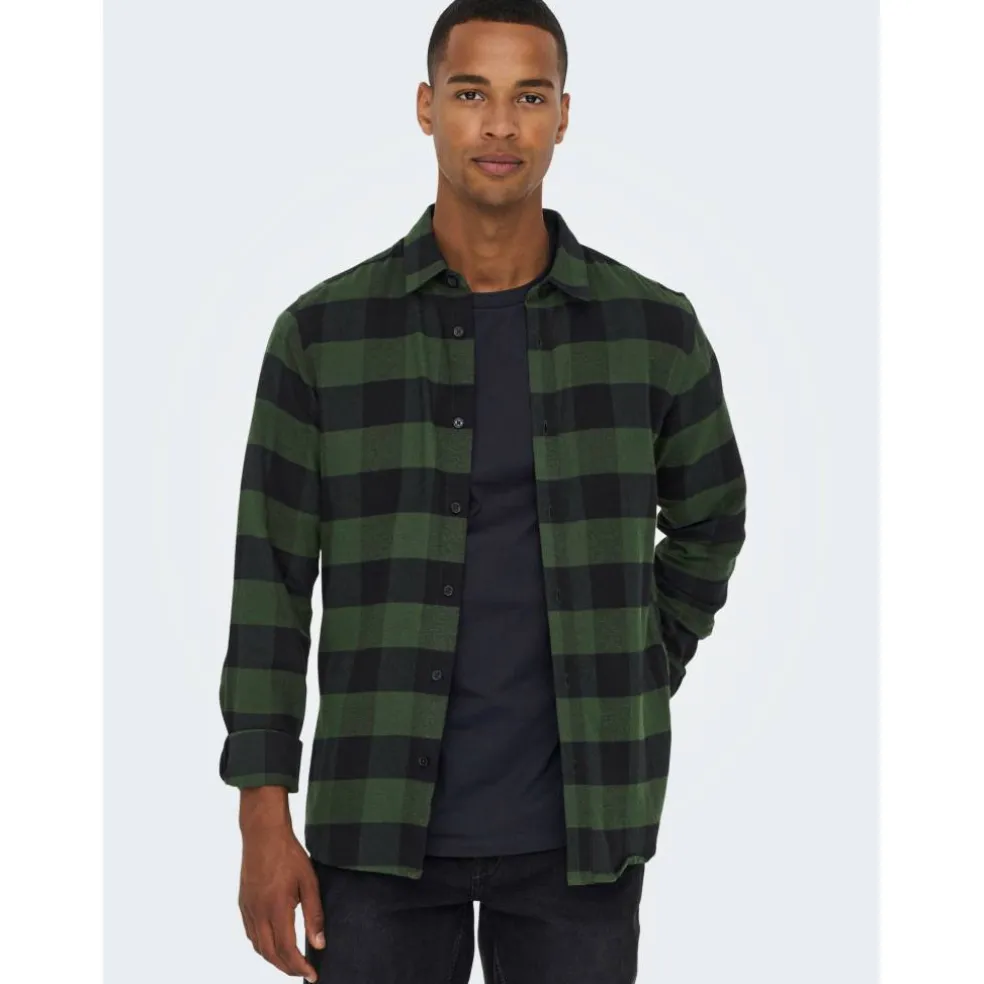 Men's Long-Sleeve Check Patterned Shirt