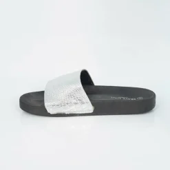 Mens Metallic Crocodile Strap Slider