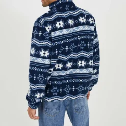 Mens Quarter Zip Borg Fleece with Pattern