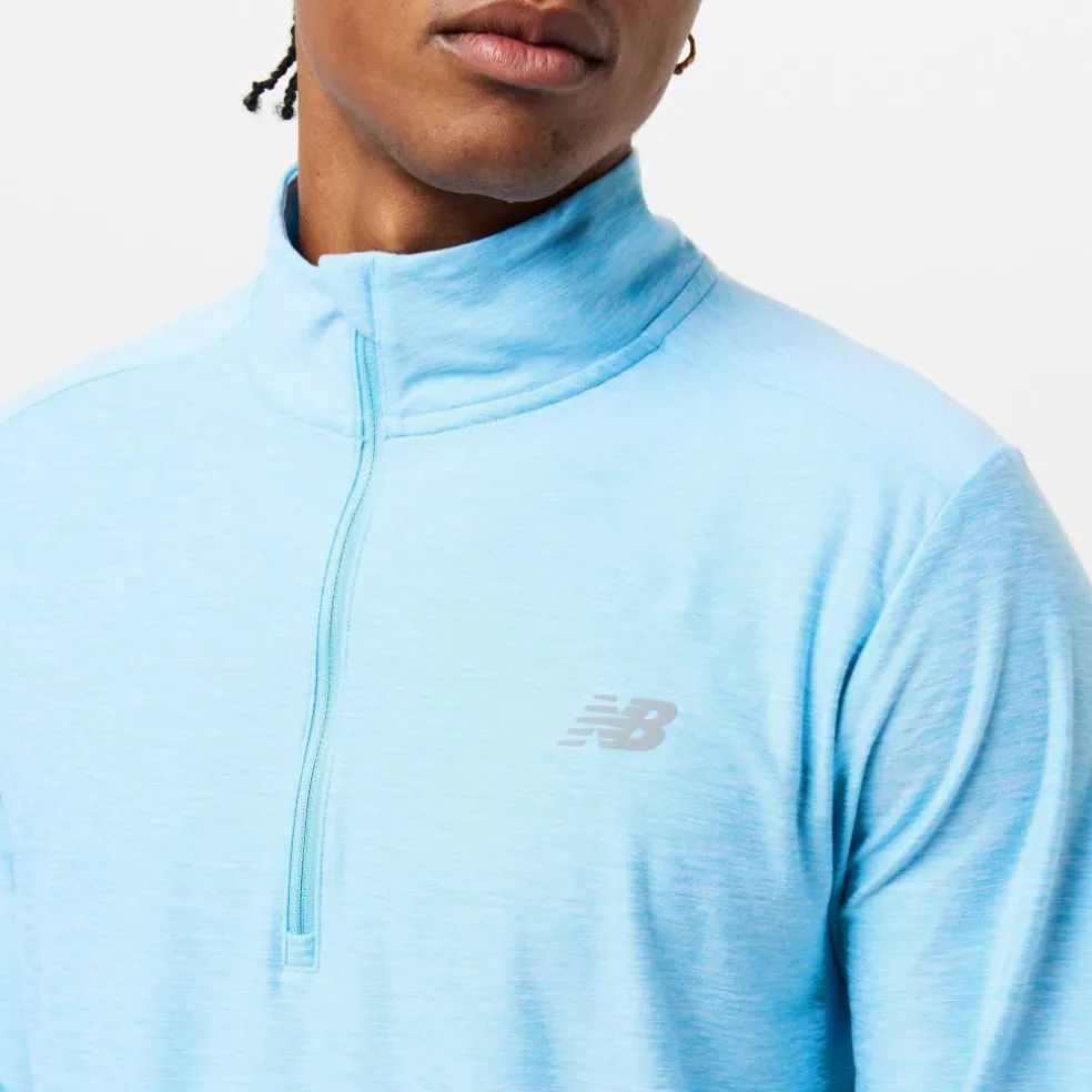 Men's Space Dye Quarter-Zip Long-Sleeve Performance Gym Top