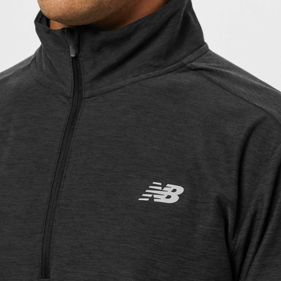 Men's Space Dye Quarter-Zip Long-Sleeve Performance Gym Top