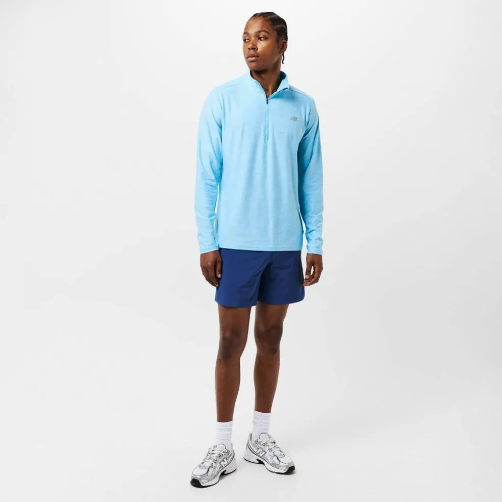 Men's Space Dye Quarter-Zip Long-Sleeve Performance Gym Top