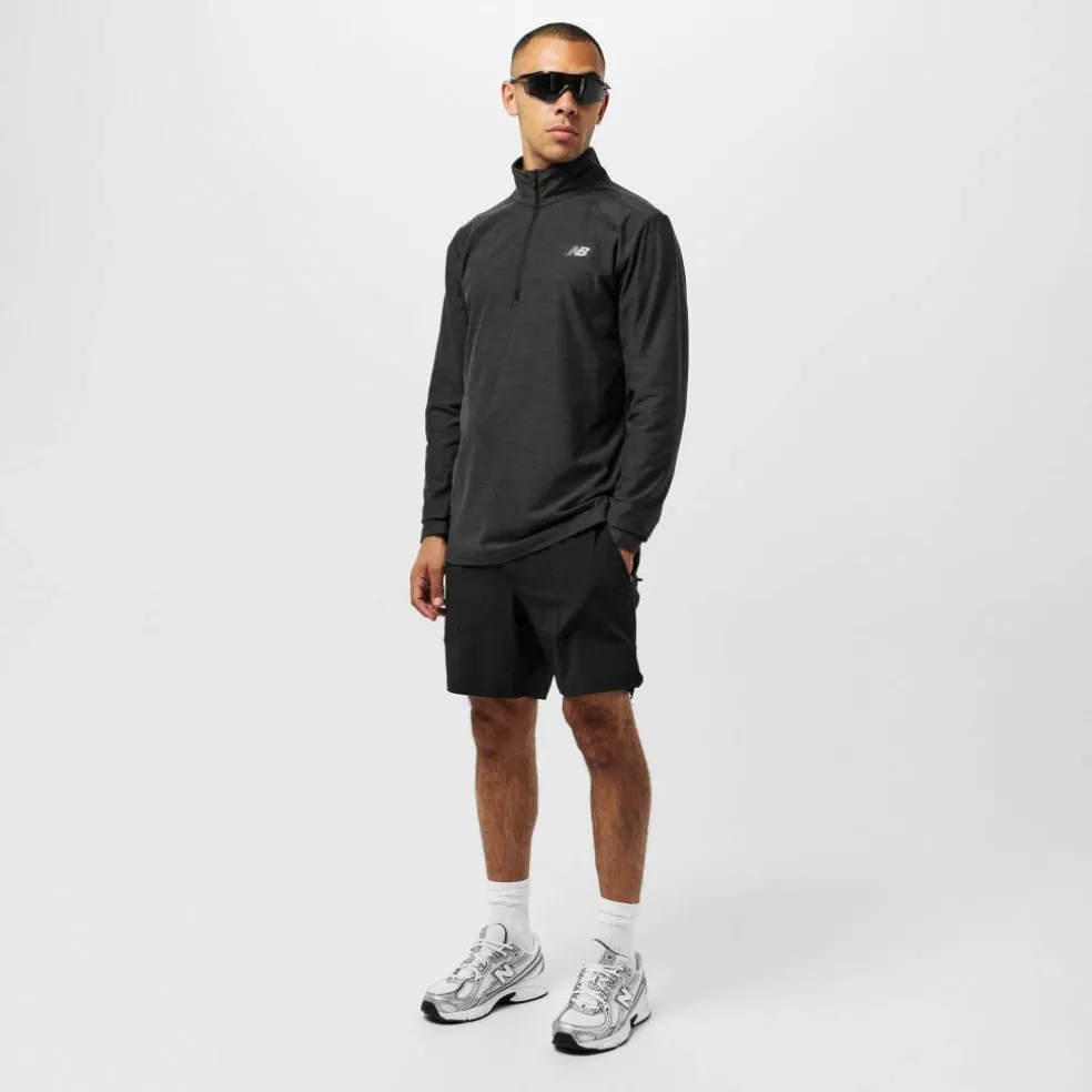 Men's Space Dye Quarter-Zip Long-Sleeve Performance Gym Top