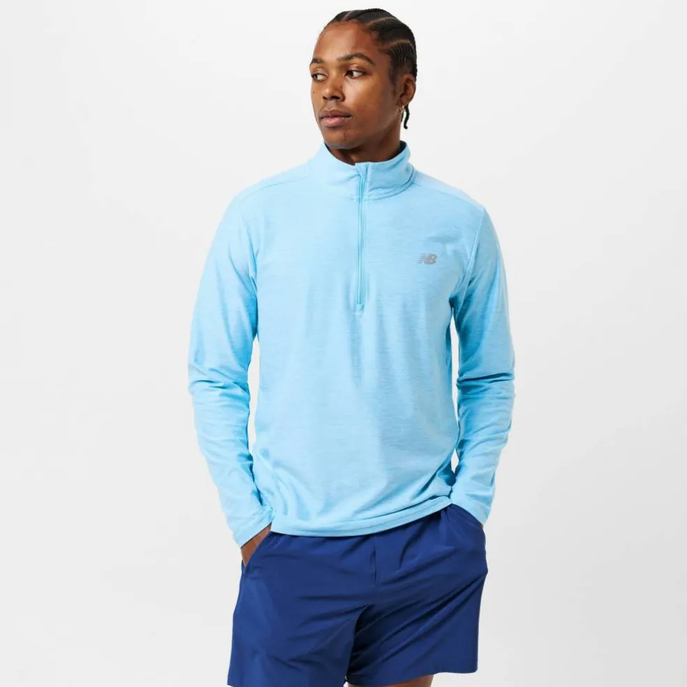 Men's Space Dye Quarter-Zip Long-Sleeve Performance Gym Top