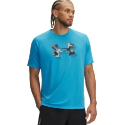 Men's Spring Tech Print Short-Sleeve Performance Gym Top