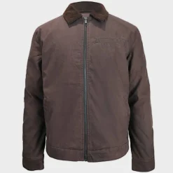 Men's Stone Canvas Wind Resistant Cotton Long Sleeve Varsity Jacket