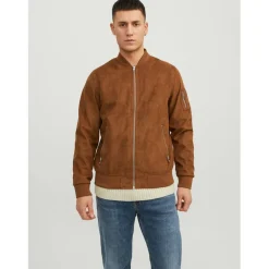 Men's Suede Long Sleeve Bomber Jacket