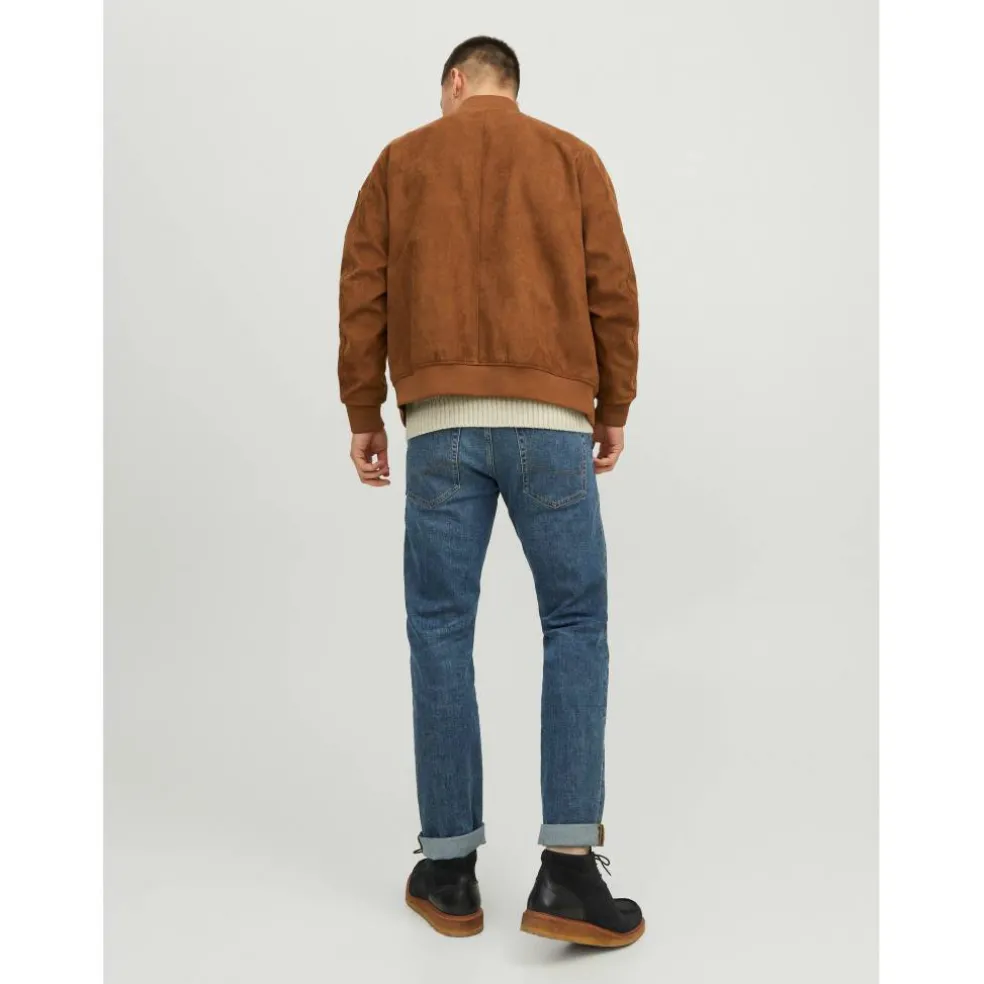 Men's Suede Long Sleeve Bomber Jacket