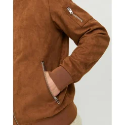 Men's Suede Long Sleeve Bomber Jacket