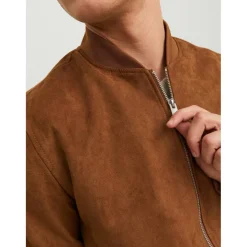 Men's Suede Long Sleeve Bomber Jacket