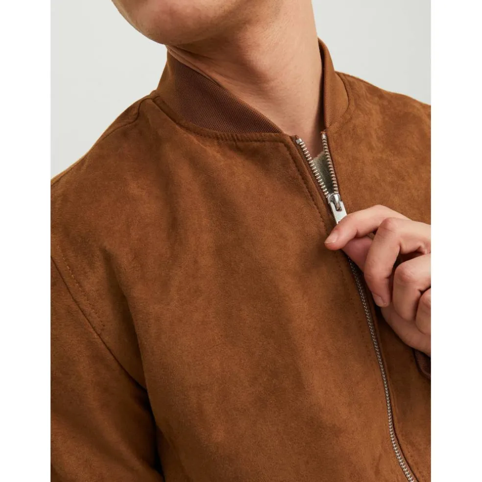 Men's Suede Long Sleeve Bomber Jacket