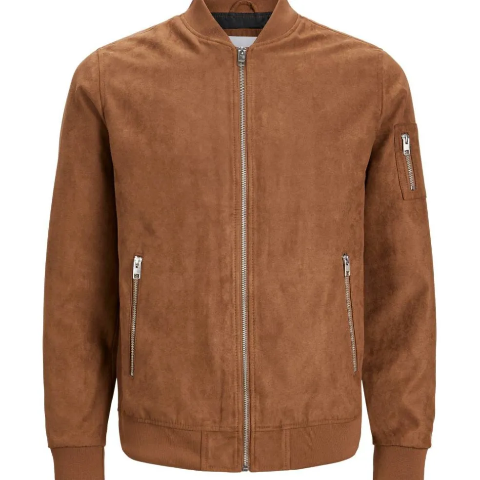 Men's Suede Long Sleeve Bomber Jacket