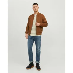 Men's Suede Long Sleeve Bomber Jacket
