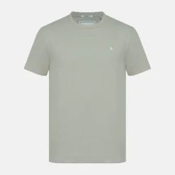 Men's Texture Cotton Short Sleeve Crew Neck Embroidered T-Shirt