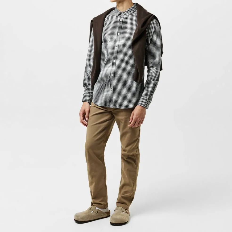 Mens Threadbare Cheque Cotton Long-Sleeve Oxford Shirt