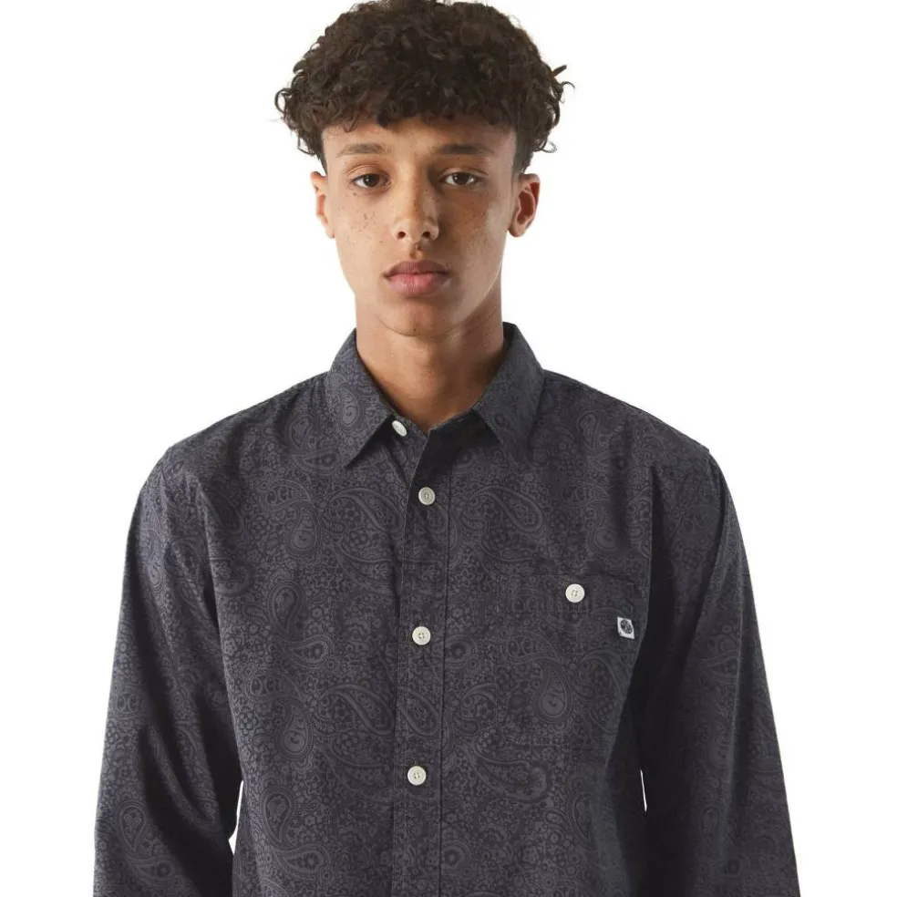 Men's Tonal Paisley Long-Sleeve Patterned Shirt