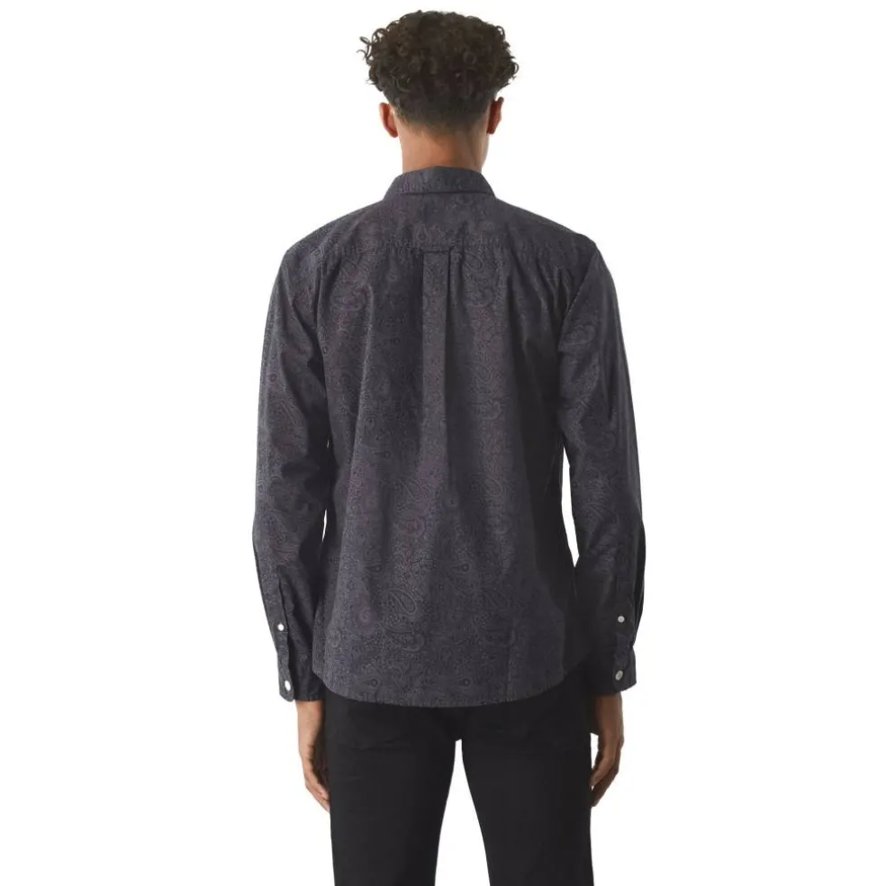 Men's Tonal Paisley Long-Sleeve Patterned Shirt