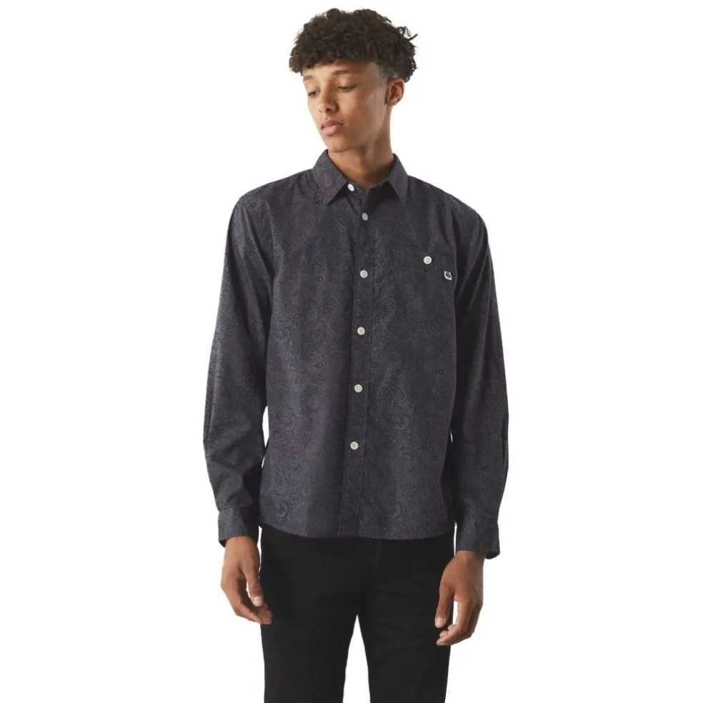 Men's Tonal Paisley Long-Sleeve Patterned Shirt