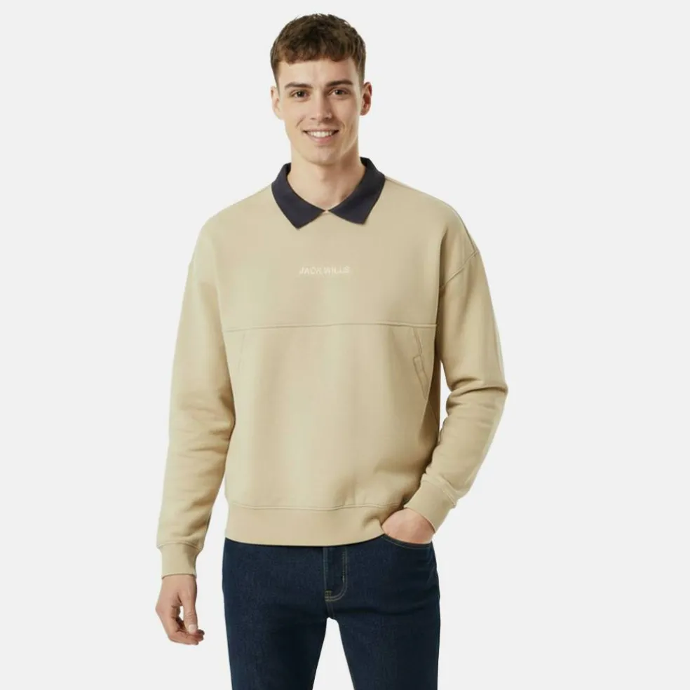 Men's Twill Collar Crew Sweatshirt