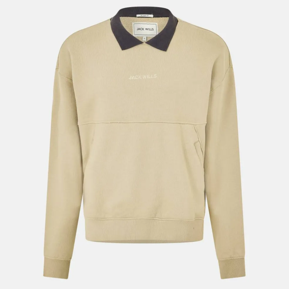 Men's Twill Collar Crew Sweatshirt