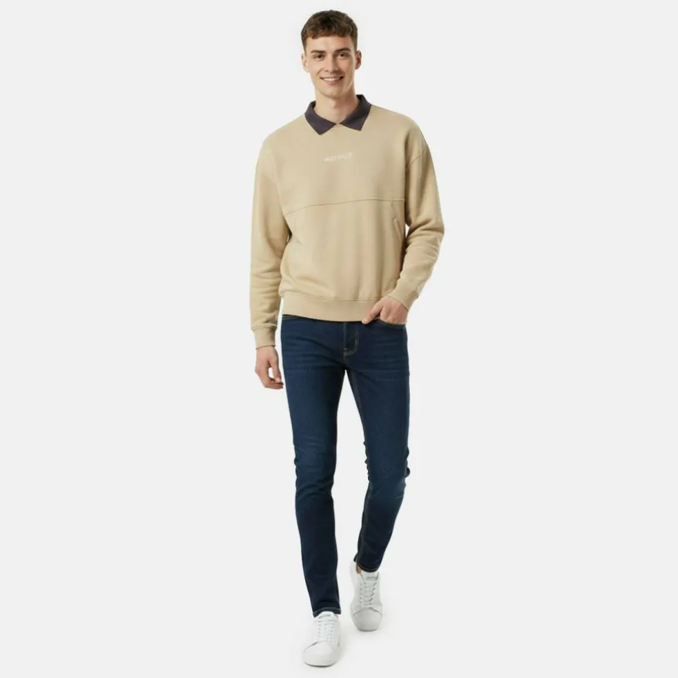 Men's Twill Collar Crew Sweatshirt