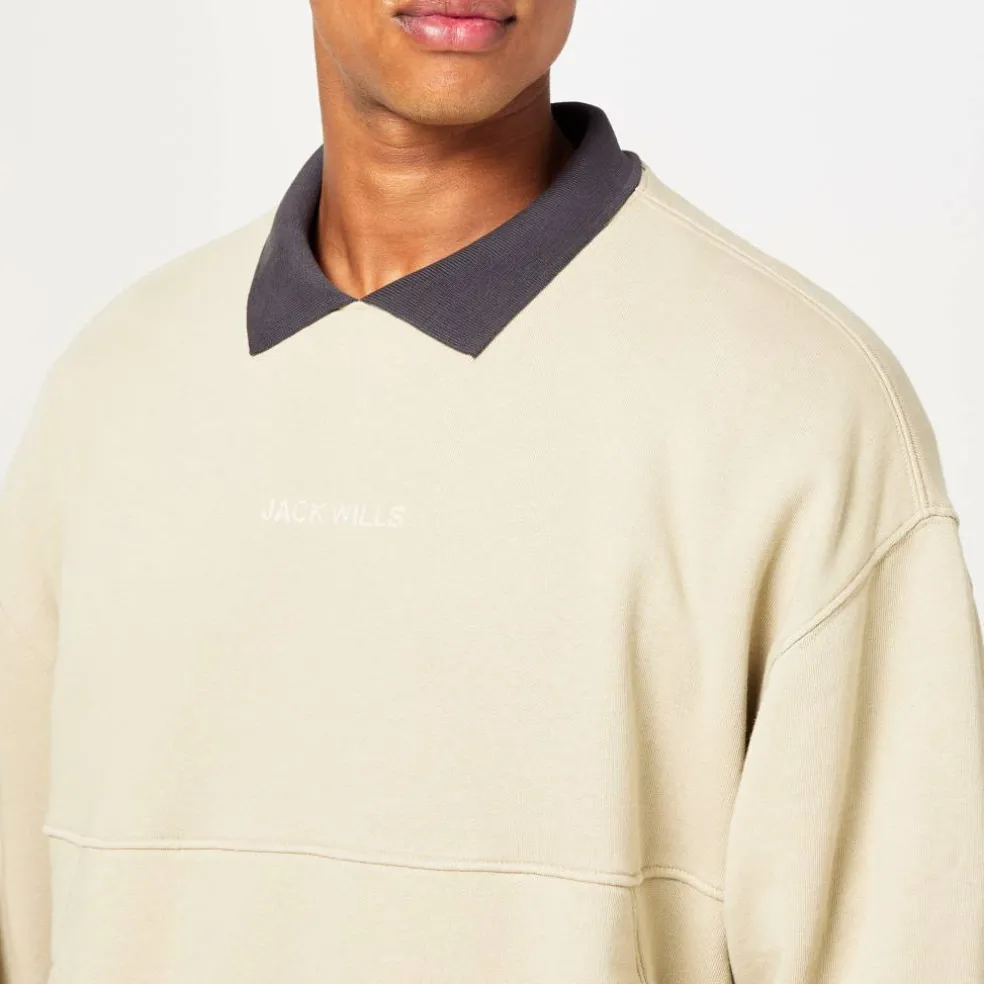 Men's Twill Collar Crew Sweatshirt
