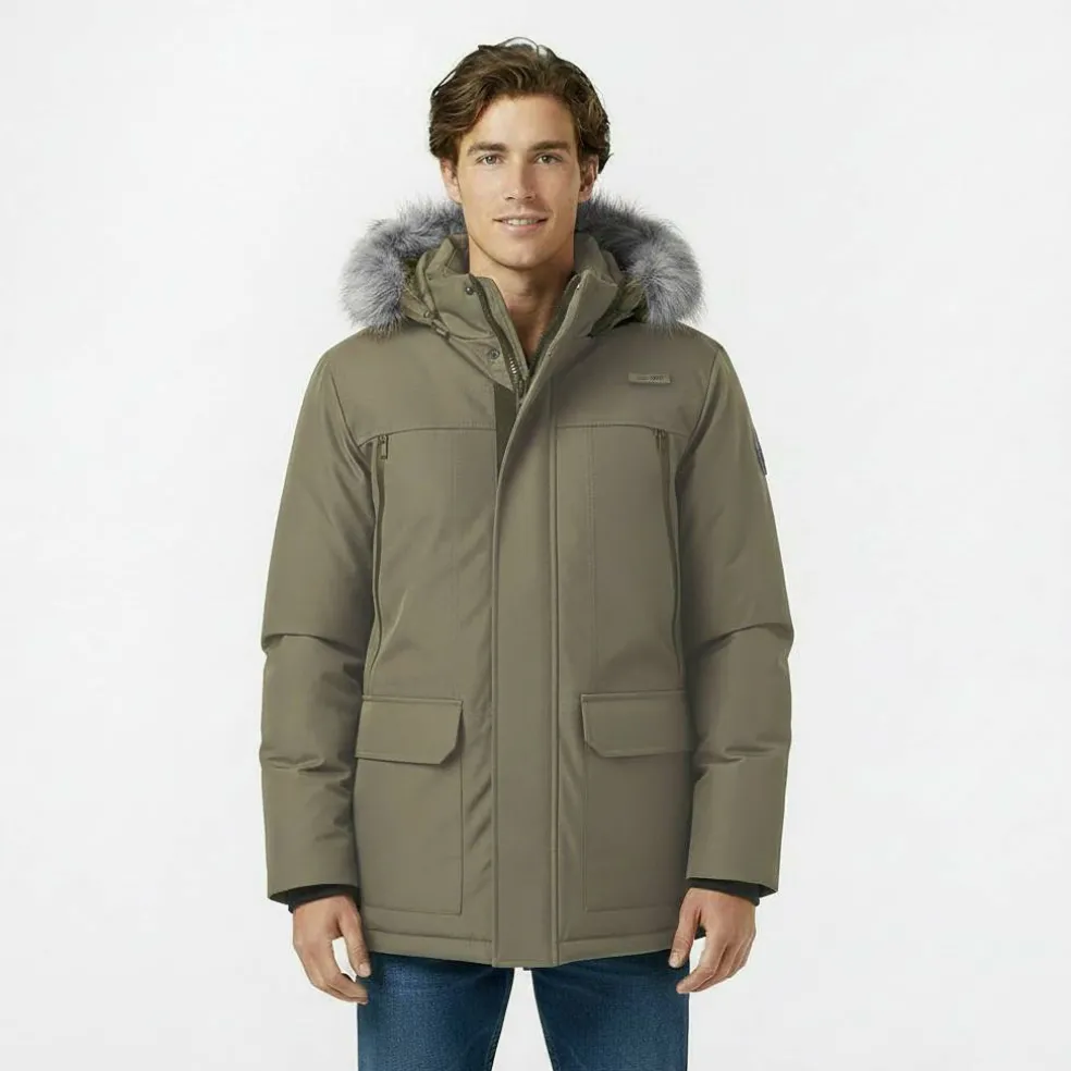 Men's Water Resistant Wind Resistant Faux Fur Hooded Parka