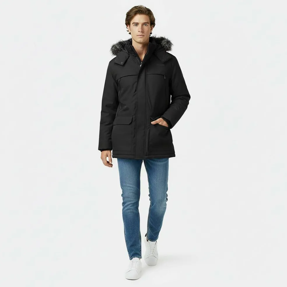 Men's Water Resistant Wind Resistant Faux Fur Hooded Parka