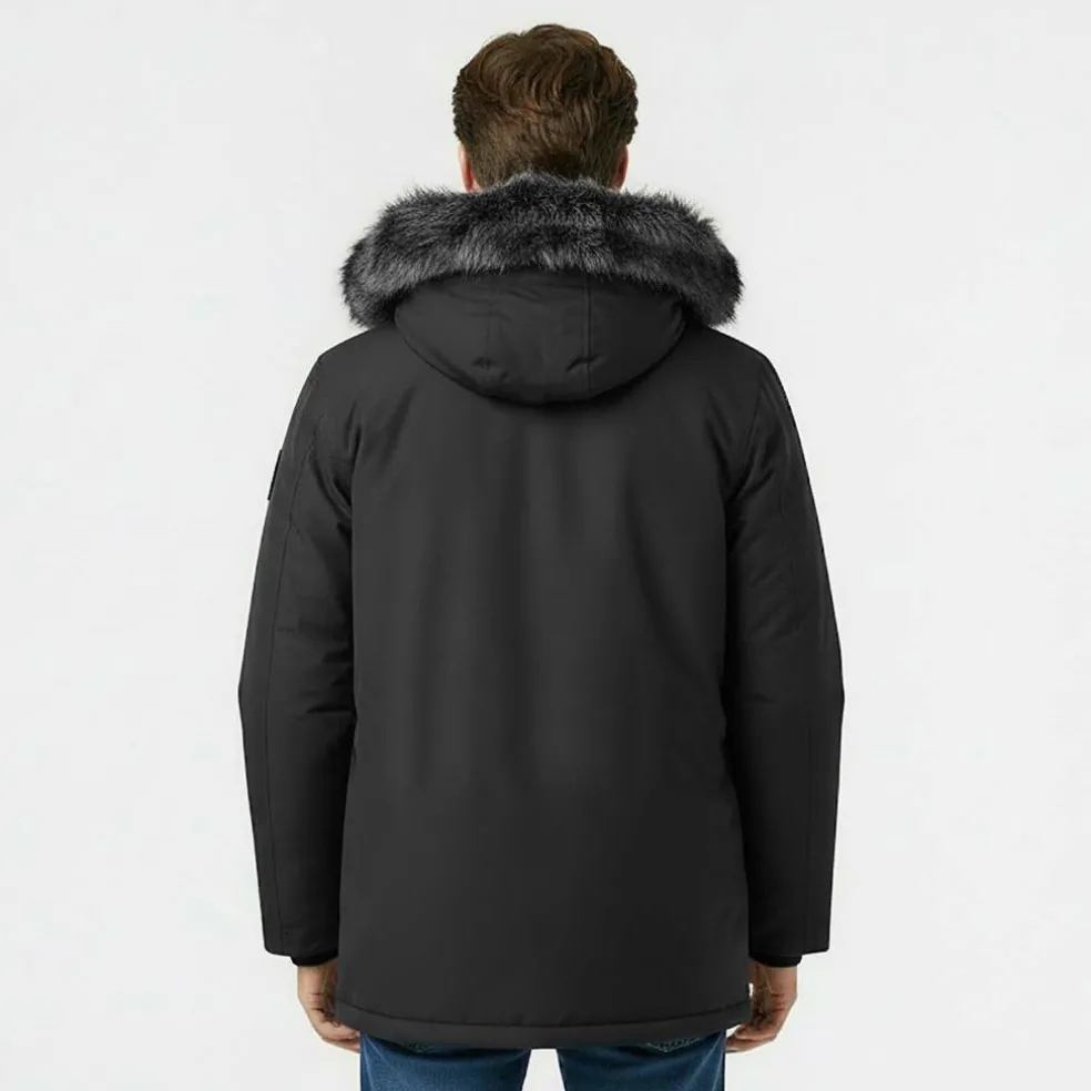 Men's Water Resistant Wind Resistant Faux Fur Hooded Parka