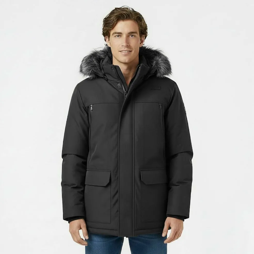 Men's Water Resistant Wind Resistant Faux Fur Hooded Parka