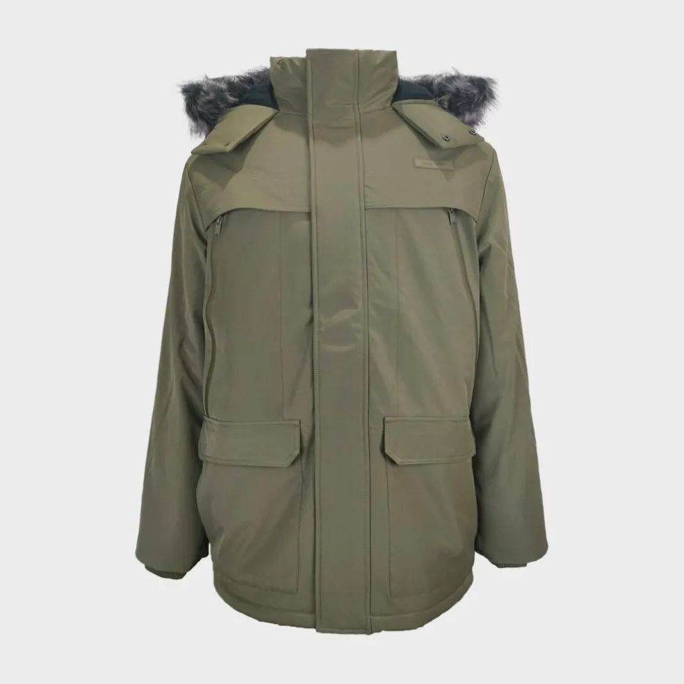 Men's Water Resistant Wind Resistant Faux Fur Hooded Parka